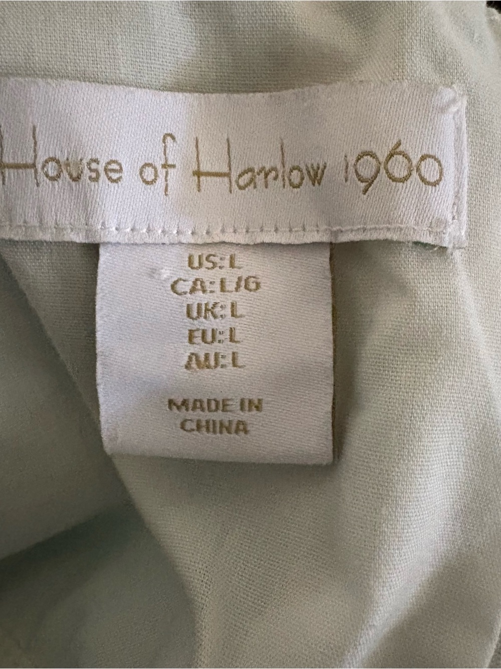 House of Harlow 1960 Green Printed Tiered Dress Linen Sleeveless Women’s Large - Picture 14 of 16